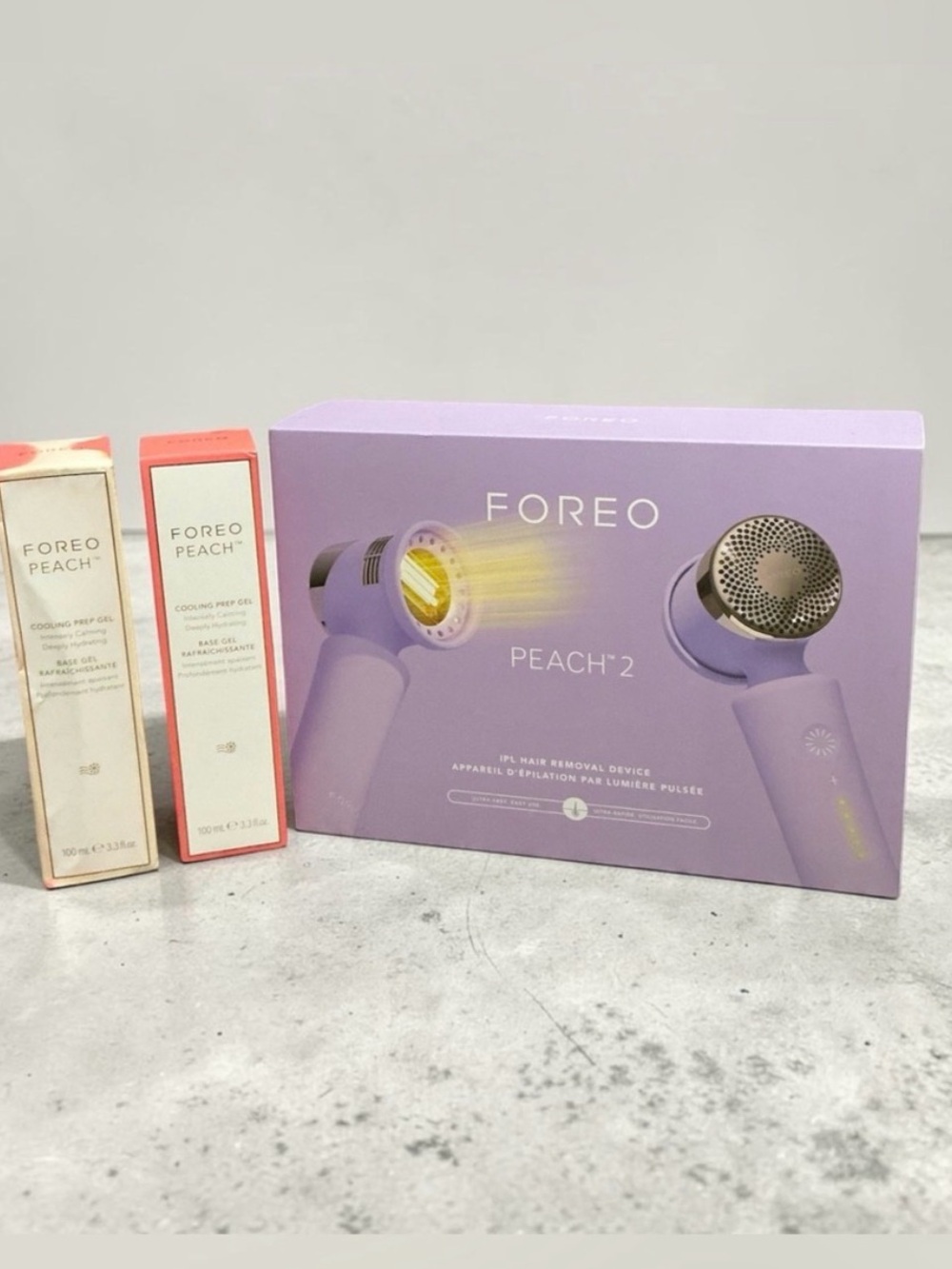 FOREO Peach 2 IPL Hair Removal Device Lavender/2 Peach Accent Serums $460 NEW